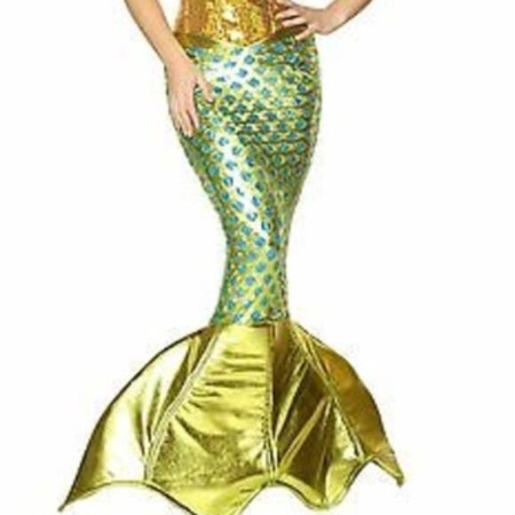 NEW Roma Green Mermaid Tail Skirt Costume w/ Blue Sequins & Back Zip‎ Small - Picture 3 of 10